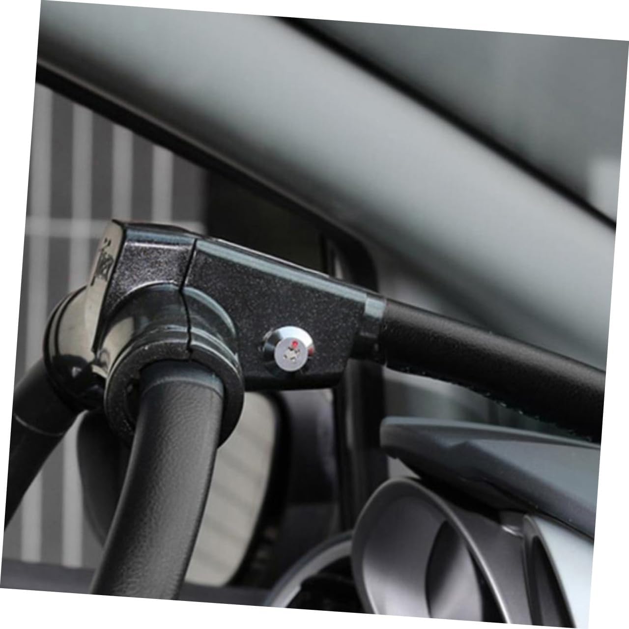 T-Type Car Steering Wheel Lock Anti-Theft Device with Rocket Cylinder Black for Sedan and Van Security