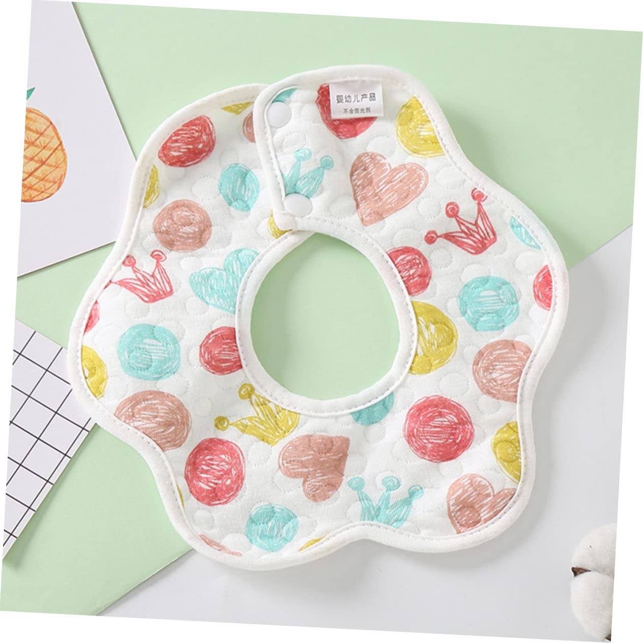 Toyvian 12pezzi Bavaglini Impermeabili Per Cotone Design Petalo e Stampa Cartone Assorbenti e Facili Da Pulire Per Evitare Macchie Di Saliva Durante Lo Svezzamento