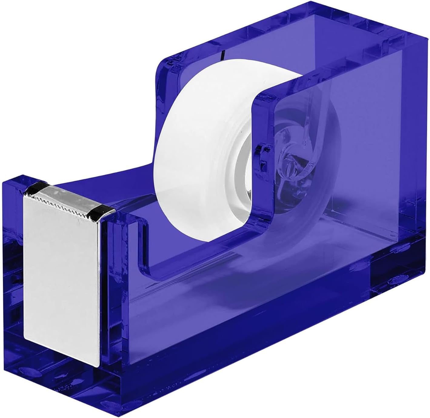 OfficeGoods Acrylic Tape Dispenser โ Modern Desk Organizer for Office Supplies, Heavy Duty Refillable Tape Holder for Home and School Crafting, Stylish Desktop Accessory for Gift Wrapping, Blue