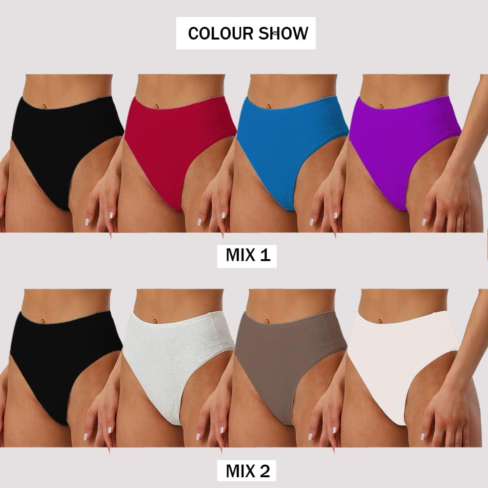 Womens High Rised Cotton Underwear Soft Breathable Panties Deep Length Briefs Underpant Multipack - Image 7