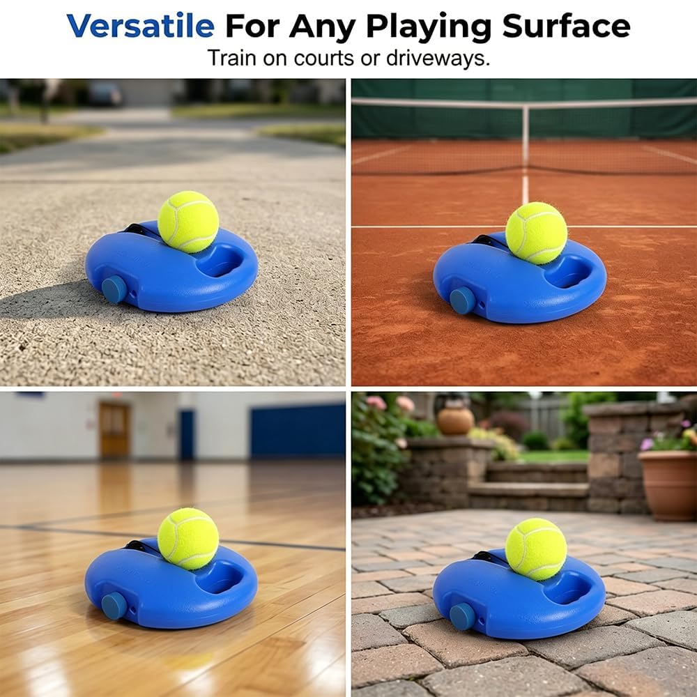 Battiscopa da allenamento per palline da tennis, rimbalzo da tennis con base ponderata, palla da tennis con corda, palla da rimbalzo per allenatore, rimbalzo multifunzione per allenamento del tennis