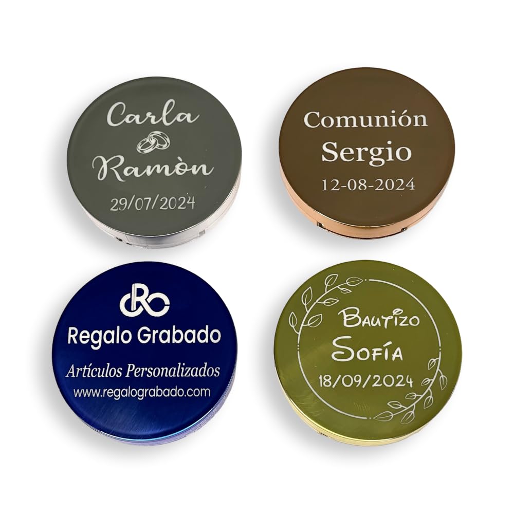 Regalo Grabado - 25 Balsamos Labial Personalizados | con Espejo | bálsamo labial boda, Comunion, Bautizo | Aroma a Vainilla | Certificado 94/62/EC y GMP | Unidades (25)