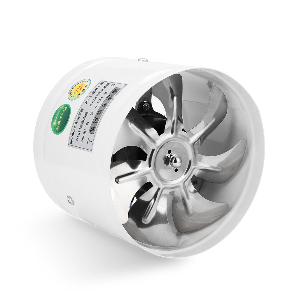 7” 50W 220V Montaggio a Parete Ventilatori di Scarico Ventola di Aerazione Ventola Ventilazione Interna Dispositivo Scarico Soffiante Silenzioso per Casa Bagno Cucina Box Auto Condotto Dell'aria