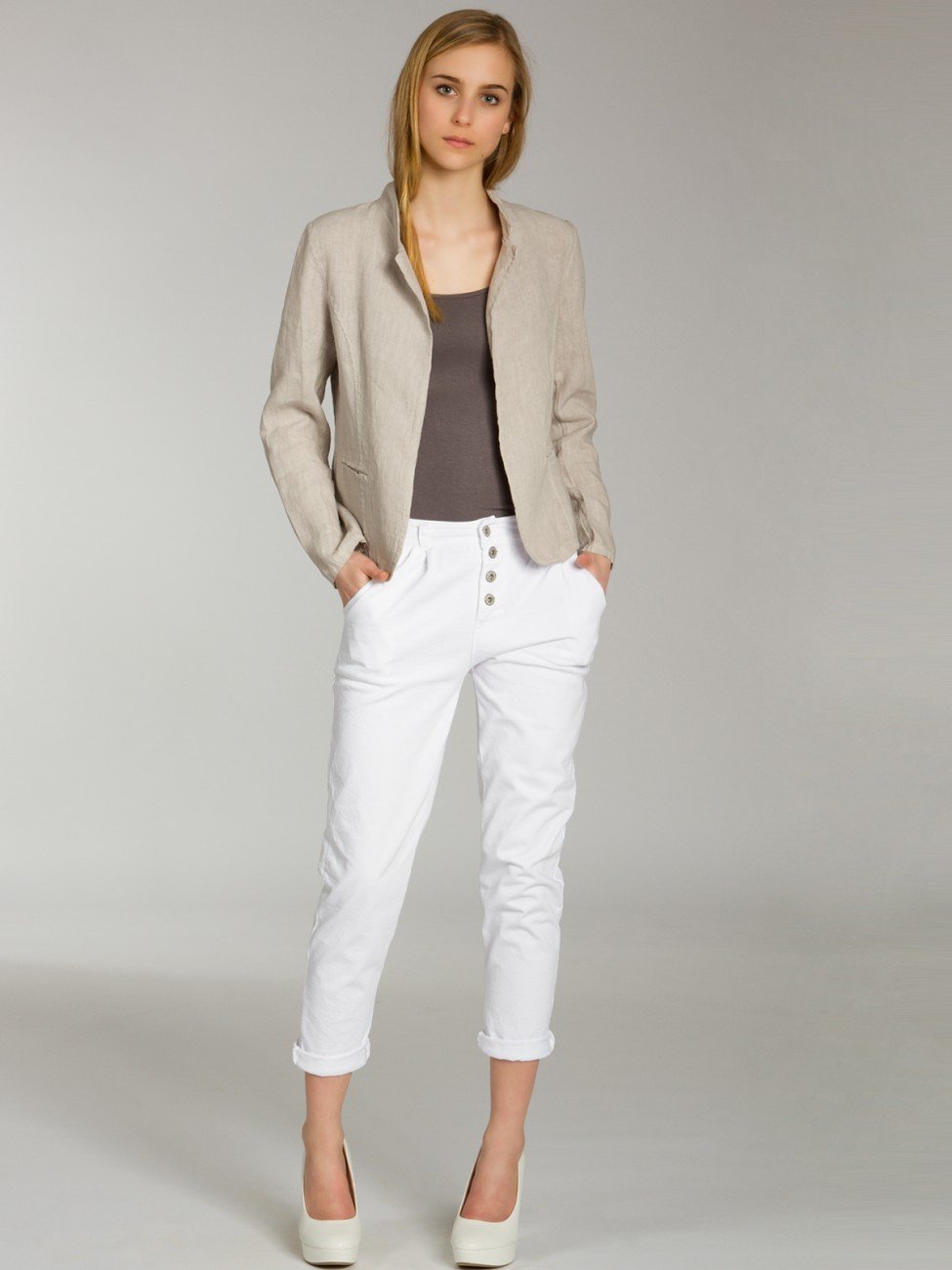 Caspar BZR004 Damen Leinen Blazer Sommer