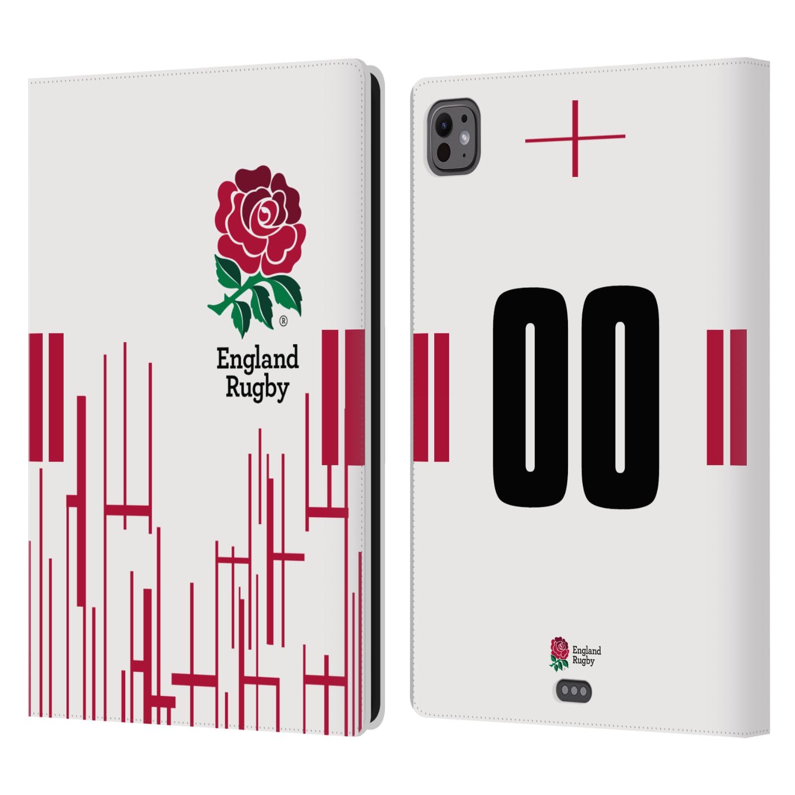Head Case Designs Officially Licensed Custom Customized Personalized England Rugby Union Home 2022/23 Kit Leather Book Wallet Case Cover Compatible with Apple iPad Pro 11 M4 2024