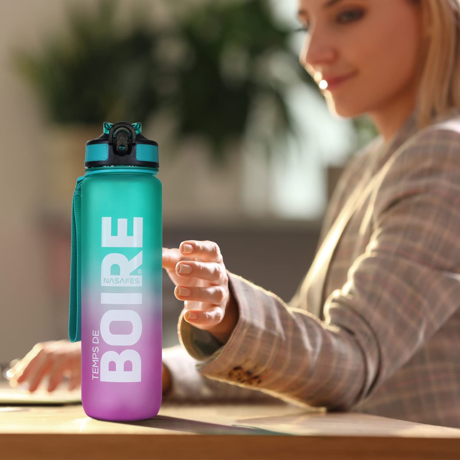 Gourde Motivation Francais Avec Marqueur De Temps Français, Bouteille D'eau Rappelle De Boire. Sans BPA
