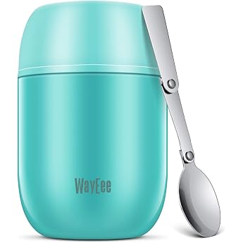 Insulated Food Container 450 ml Stainless Steel Food Container Baby Food Insulated Container with Spoon Warming Box Thermal Container Keep Soup Hot & Cold for School Outdoors Office