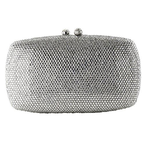Sac d'embrayage Samona blanc en satin et strass, l'accessoire idéal pour un mariage élégant