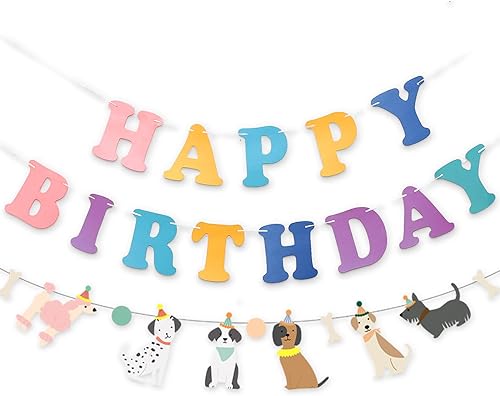 Vista 71 de Cartel con temática de perro feliz cumpleaños, decoración colorida para niños, bebés, perros, suministros de fiesta de cumpleaños Perro