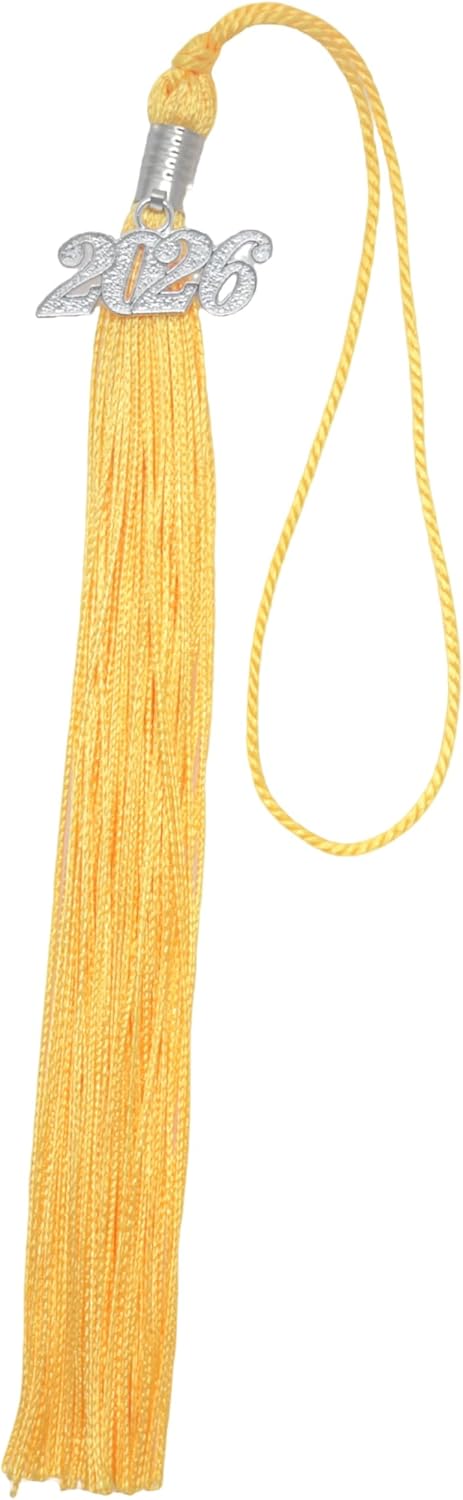 Sowaka Academic Graduation Tassel with 2026 Year Charm Gold Silver Hanging Pendant Tassel for Doctor Bachelor Graduate Cap Souvenir Parties Decoration (Black, 2026 - Silver Charm)