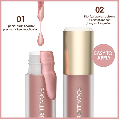 Miniatura 4 de FOCALLURE Resaltador líquido brillante, fórmula crema suave y acabado no graso, ofrece un brillo natural, iluminador impermeable de larga duración,