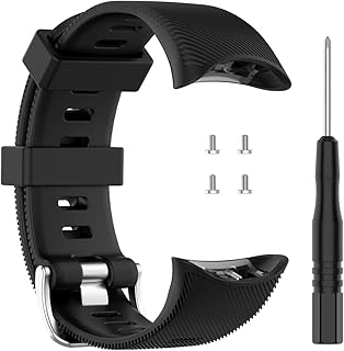 Compatible For Garmin Swim 2 Replacement Band, AWADUO Replacement Silicone Wrist Band Strap For Garmin Swim 2 / Forerunner 45/45S, Soft And Durable (Silicone Black)