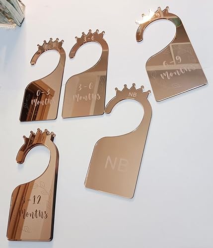 Vista 6 de Baby Closet Dividers,Set of 7 Acrylic Mirror Baby Clothes Organizers for Wardrobe Closet Home Nursery from Newborn to 24 Months