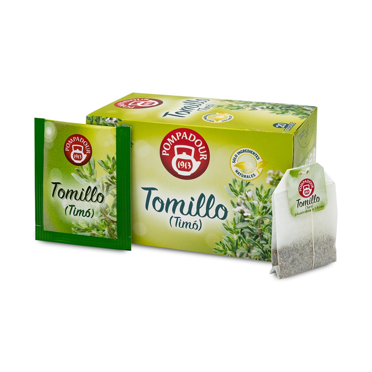 Pompadour | Tomillo | Infusión Tradicional | Sin Teína | 20 Bolsitas de 1,5 Gr