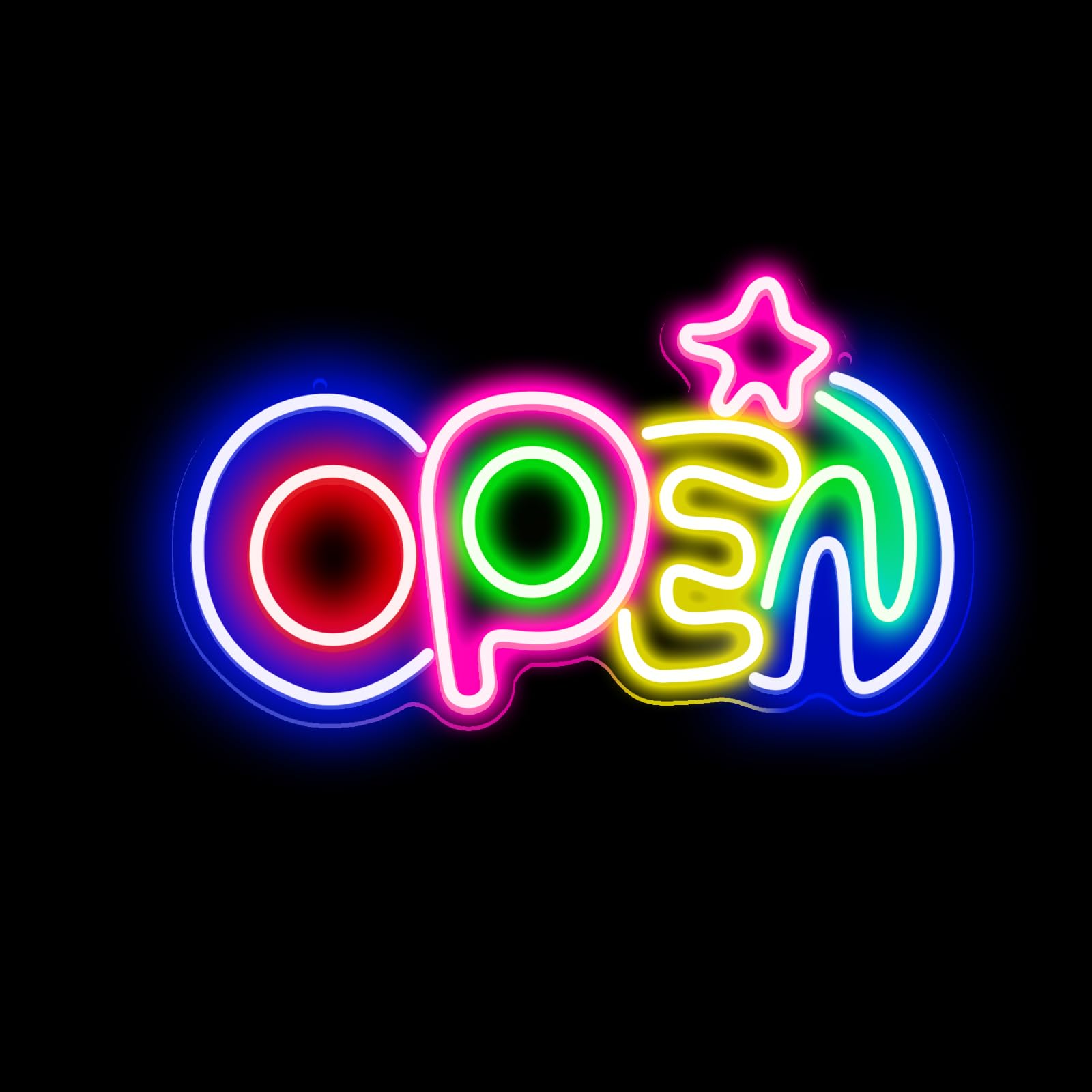 Open Neon Signs Dimmable Colorfu LED Neon Light for Business Store Wall Decor Light up Sign for Coffee Shop Dessert Store Cake Shop Candy Bar Pub Party Opening Gift USB Power 5V 8.66"X14.96" — image 1