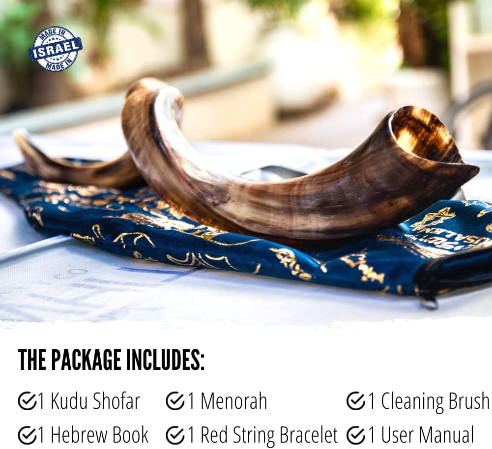 ProShofar Kosher Kudu Shofar from Israel, Officially Signed Certificated Yemenite Kudu Shofar, Made in Israel, Free Bonus Book: Learn to Read Hebrew in 6 Weeks (20"-24", Half Polished) : Musical Instruments