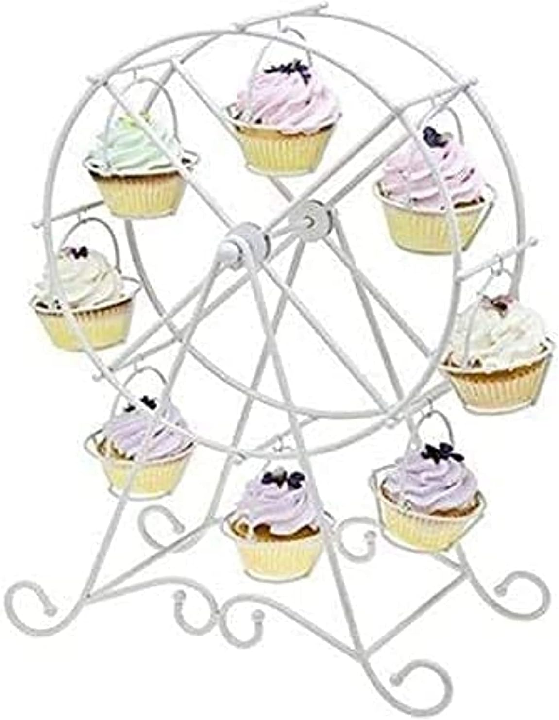 Aiwanto Ferris Wheel Cupcake Stand Dessert Serving Tray Cupcakes Holder Rack Cupcake Display 360 Degree Rotatable for Candy Cupcake Cookies Dessert Wedding Party Furnishing Accessories (White)