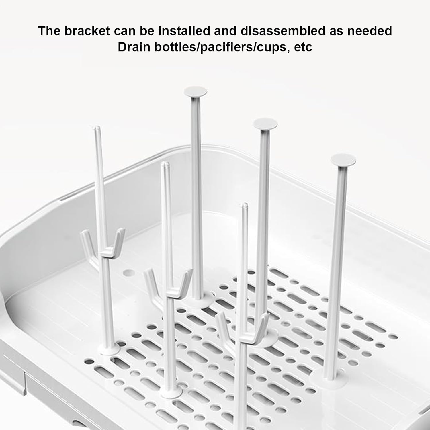 Generic Baby Bottle Storage, Baby Bottle Drying Rack with Lid, Dustproof Baby Bottle Storage Box with Removable Drain Tray, Dustproof Portable Baby Bottle Drying Rack for Kitchen, White/With Bracket