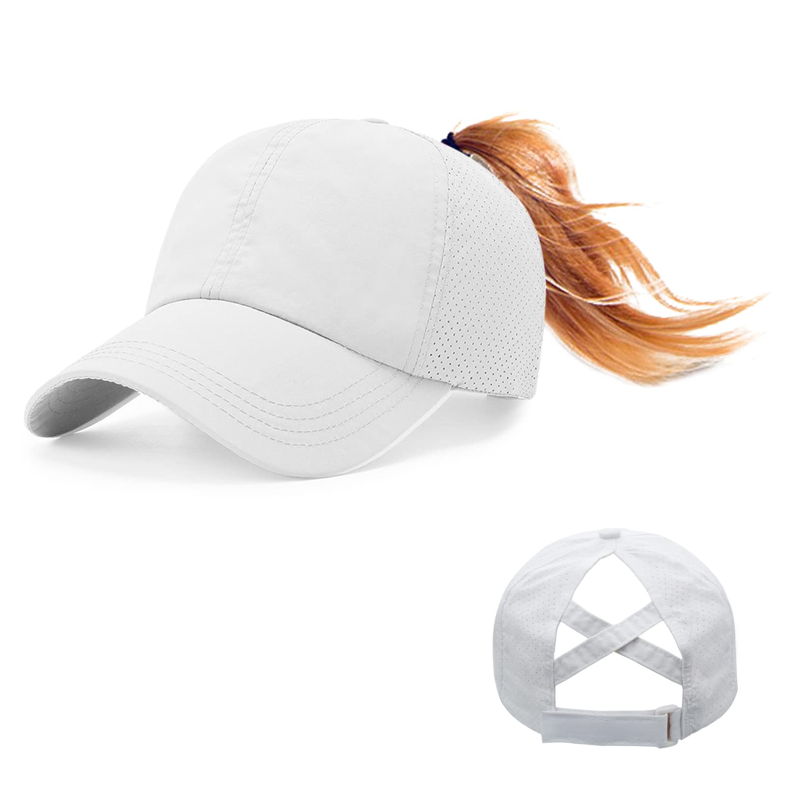 Casquette de baseball pour queue de cheval - Pour femme - En maille - Avec trou pour queue de cheval - Réglable - Respirante - Pour sports de plein air - Voyage