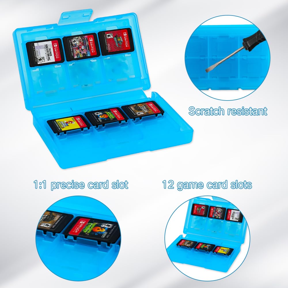 PERFECTSIGHT Switch Carrying Case for Nintendo Switch 6.2 Inch with 10 in 1 Bundle Accessories, Cute Ocean Travel Carry Case with Game Card Case Thumb Grip Caps and Switch Protective Case, Blue Shark