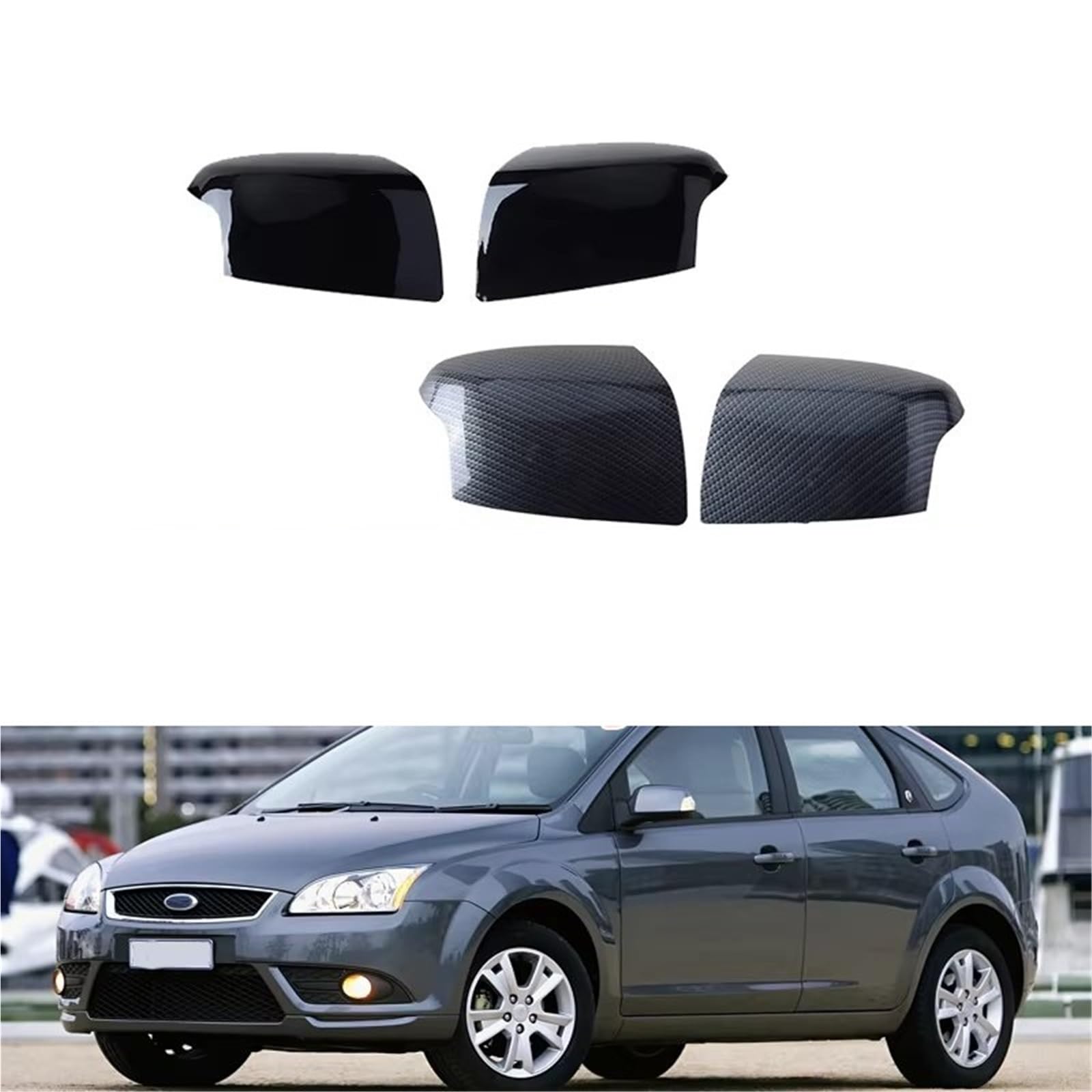 Calotta Specchietto Per FORD Per FOCUS Per MK2 2005 2006 2007 Accessori Auto Copri Specchietto Retrovisore Ricambio Copri Specchietti Laterali Calotte Ricambio(Mirror Cover B P)