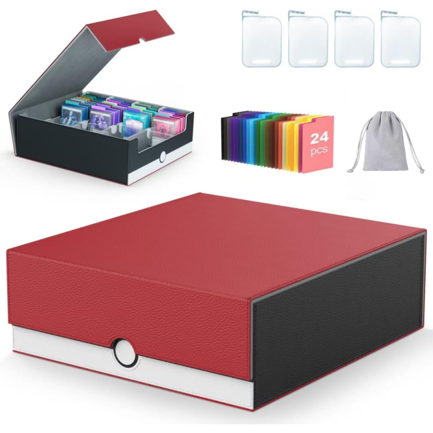 4-Row 3200 Trading Card Storage Box Card Organizer Holder with 24 Dividers Case Fit for MTG TCG Magic