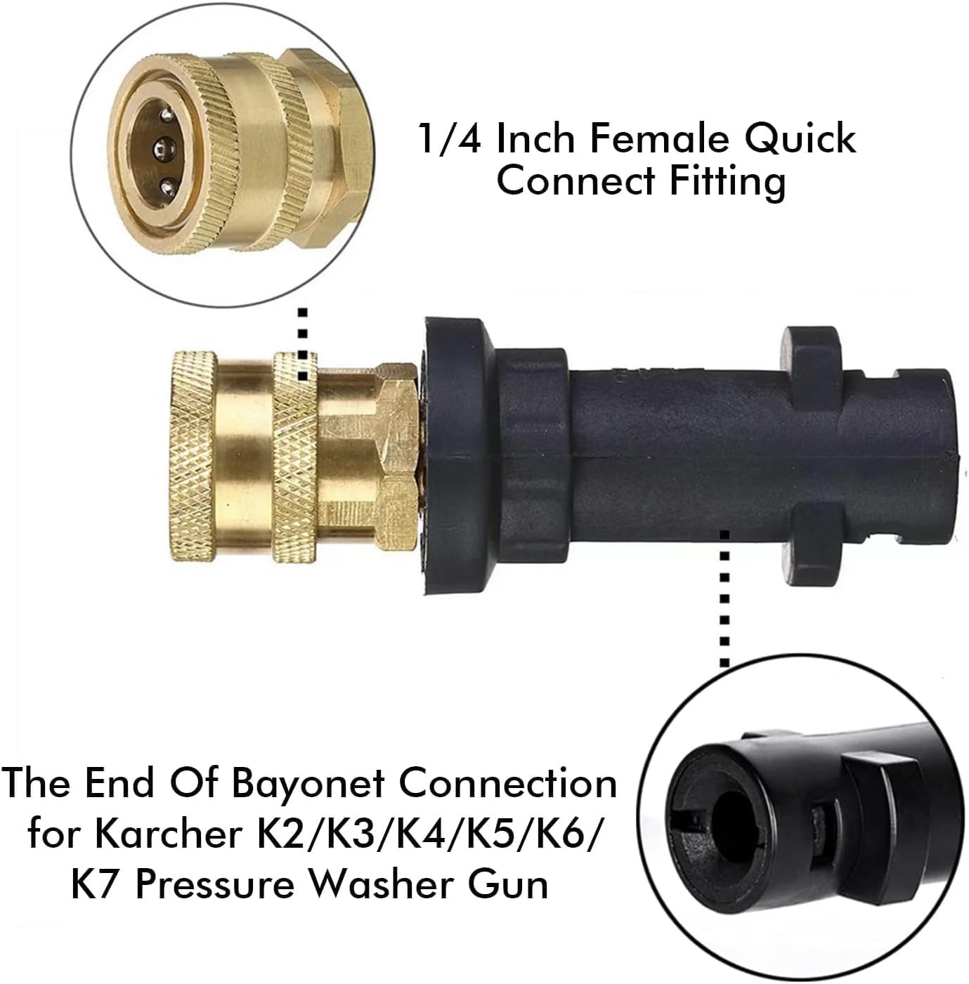 High Pressure Washer Gun Adapter 1/4" Quick Connect Adapter, Bestgle Brass Female Quick Connector Only Compatible with Karcher K2 K3 K4 K5 K6 K7