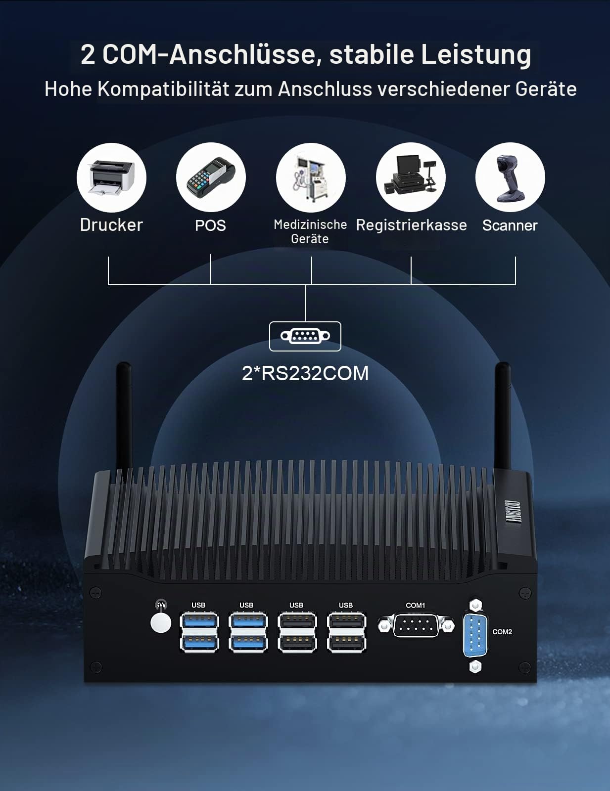 HYSTOU Lüfterloser Industrie Mini PC i5 8260U/8350U, Fanless Mini PC 16GB Ram DDR4 512GB SSD 4K Doppel Display Mini Computer Unterstützt Win 11 Pro