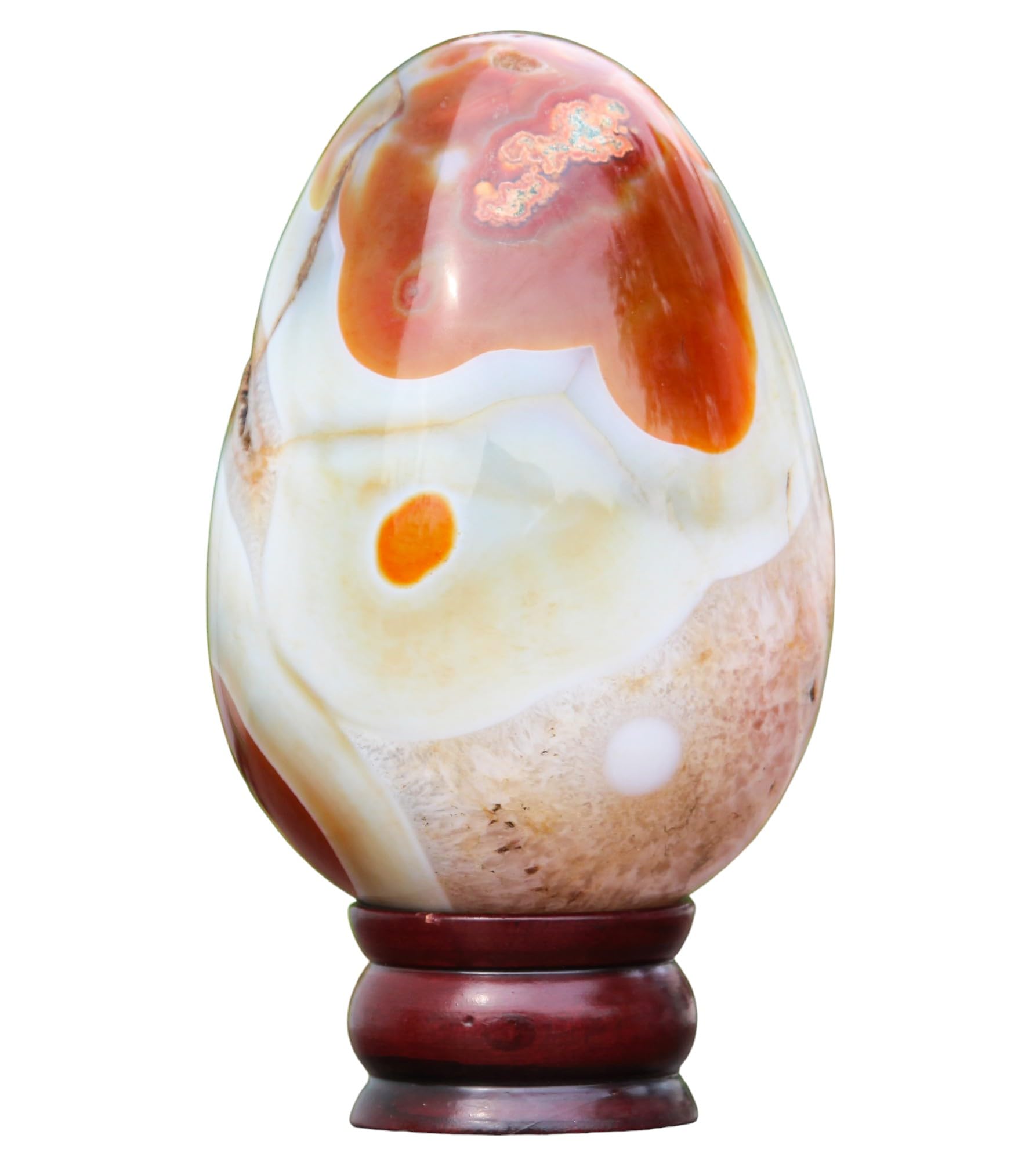 A+Huevo de piedra grande metafísica curativa de chakras de cristal de cornalina con bandas rojas naturales pulidas (140 mm/1360 g) para meditación, Feng Shui, aura, para interiores, decoración del