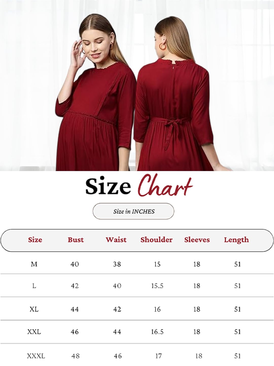 MomToBe Women's Rayon Maxi Solid Maternity Dress (1021mtbmrnsolidd-xxl_Maroon_XX-Large) 4
