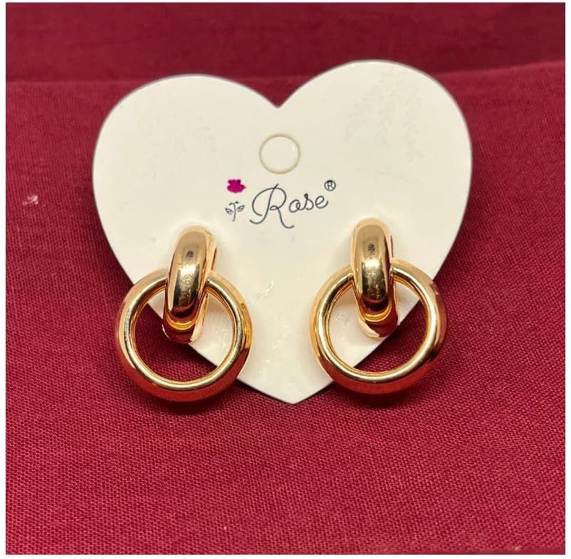 Zyrena Gold Tone Single Ring Dangle Earrings for Women, Trendy Jewellery, Earings for Women. - Image 4