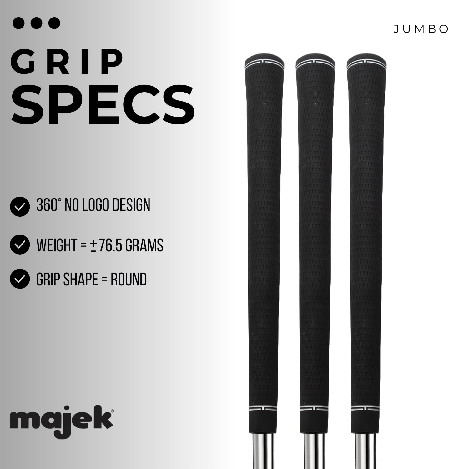 3 pcs - Men's Jumbo Size Tour Pro Velvet Golf Grips