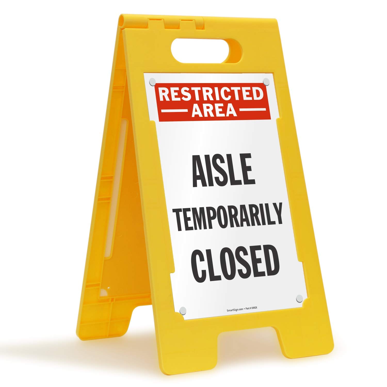 SmartSign 25 x 12 inch “Restricted Area - Aisle Temporarily Closed” Two-Sided Folding Floor Sign, Digitally Printed Polypropylene Plastic, Multicolor,