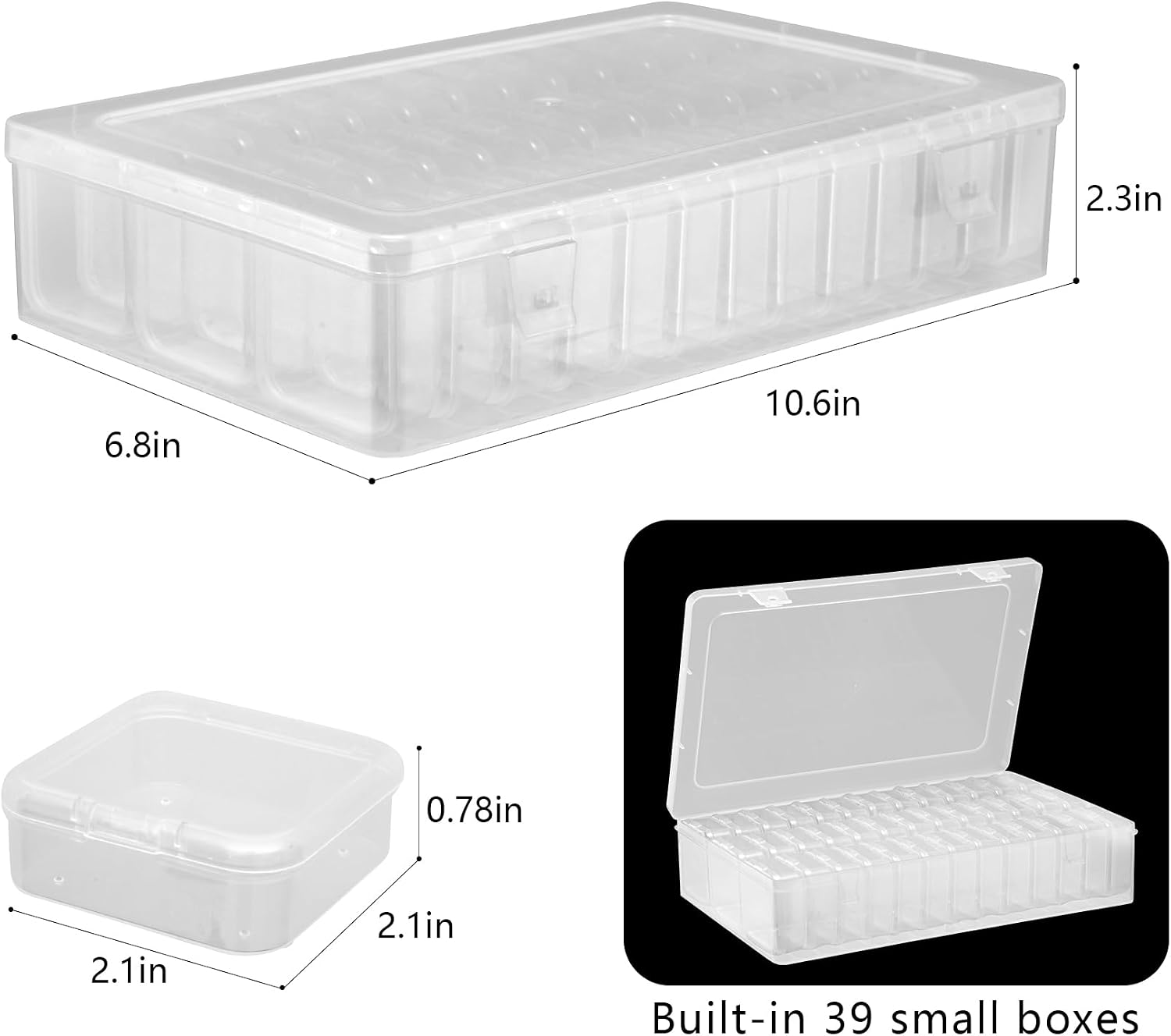 NOTG Small Bead Organizer Box - 39Pcs Mini Clear Plastic Storage Containers, Bead Storage Organizer with Hinged Lid for DIY Jewelry Making, Nail Art Supplies, Small Parts, Screws, Clay Beads, Seeds