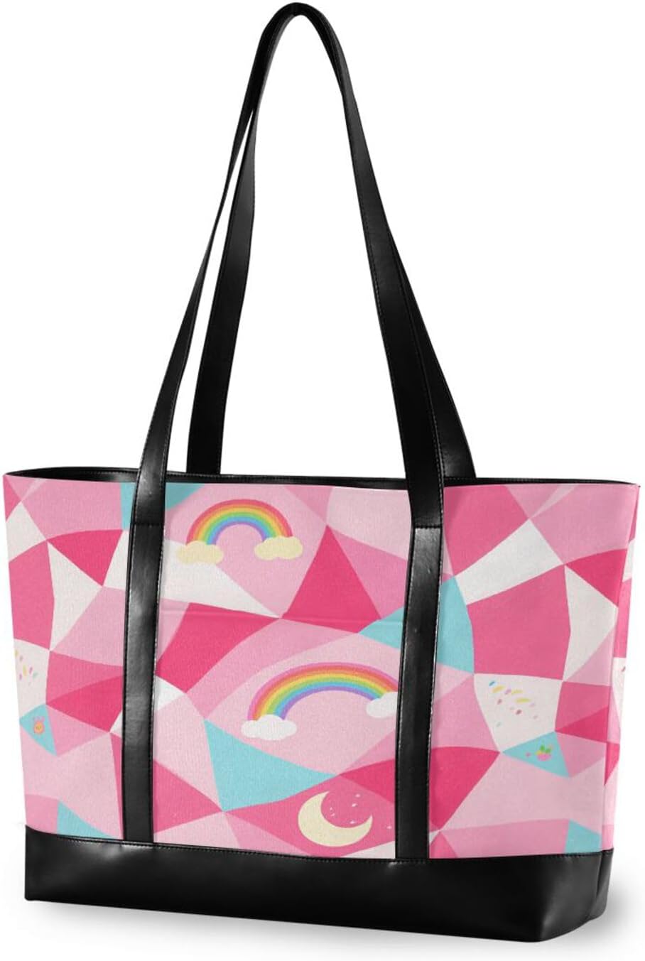 Irregular Shape Rainbow Pink trendy briefcase bag with zipper for Travel Essentials Beach Gifts Birthday Gifts for Women with bolsa para computadora portatil mujer
