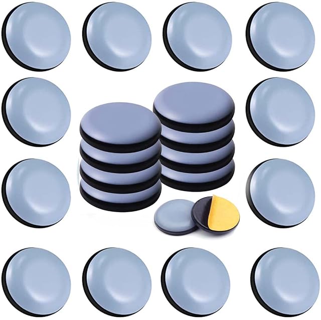 Uni-Fine 24PCS Furniture Sliders and Gliders 20MM Circular for Carpet Moving Furniture Self-Adhesive Furniture Gliders Furniture Mover Pads