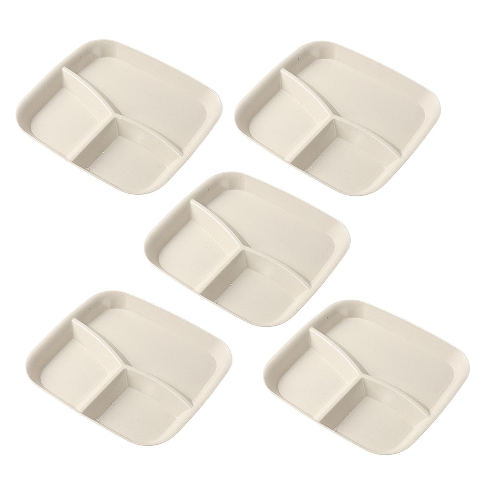 Assiettes de séparation pour adultes – 3 compartiments – Lot de 5 assiettes divisées | Fruits Légumes Salade Riz pour la Maison Cuisine