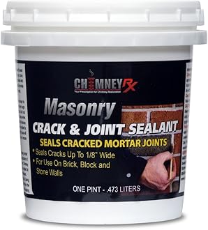 300016 Masonry Crack and Concrete Joint Filler – Elastomeric & Waterproof Mortar Repair Sealant for Chimneys, Joints of Brick, Block & Stone Walls – 1 Pint