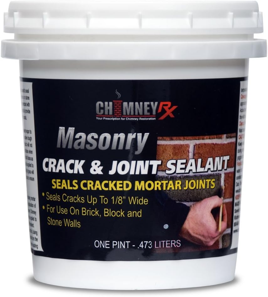 ChimneyRx 300016 Masonry Crack and Concrete Joint Filler – Elastomeric & Waterproof Mortar Repair Sealant for Chimneys, Joints of Brick, Block & Stone Walls – 1 Pint