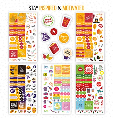 Aesthetic Planner Stickers - Productivity, Seasonal & Holiday Sticker Pack - 13 Sheets / 718 Stickers - Ideal For Journals, Calendars, Planners #TOP3