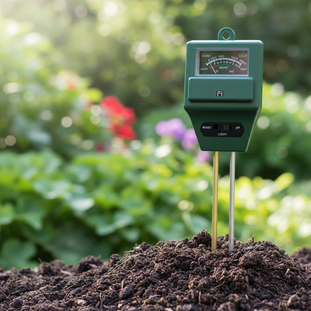 Oblivion 3-in-1 Solar Soil PH Testing Meter – Moisture, Light & Temperature Sensor for Garden, Farm, Lawn and Hydroponics with LCD Display, Acidity Analyzer for Plants, Outdoor Gardening Tools