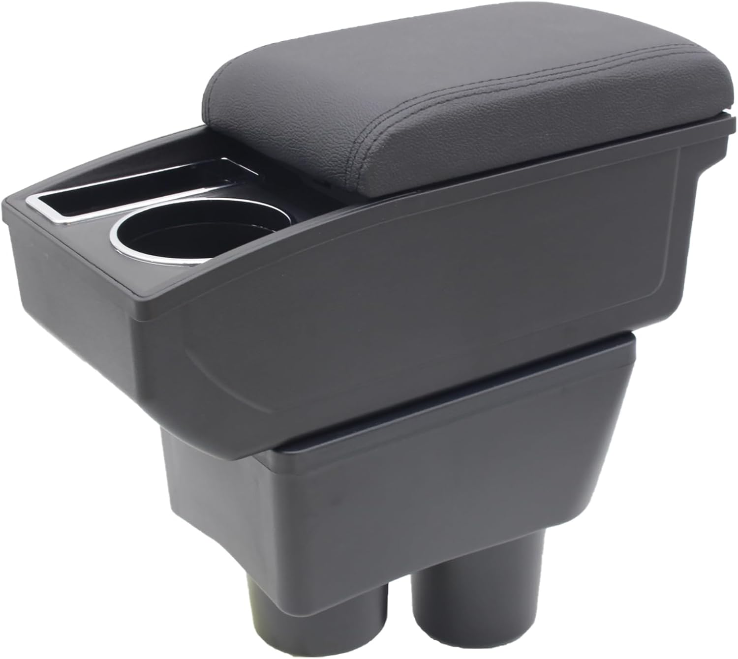 Car Armrest Box for Nissan Almera Versa 2012-2019 Auto Accessories Center Console Leather Arm Rest Double-Layer Storage Space with Cup Holder (Black Thread)