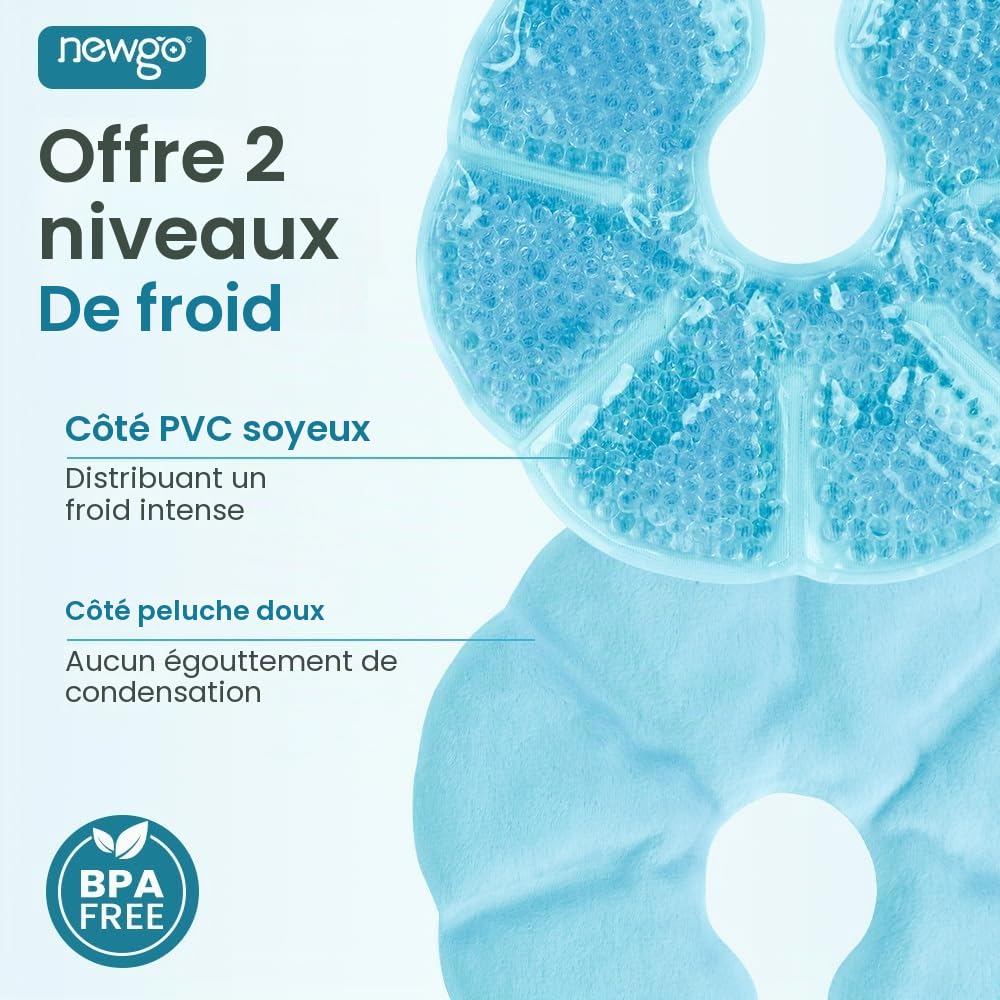 NEWGO Lot de 2 coussinets rafraîchissants 3 en 1 pour l'allaitement, compresses d'allaitement, coussinets de refroidissement et chauffage pour la poitrine