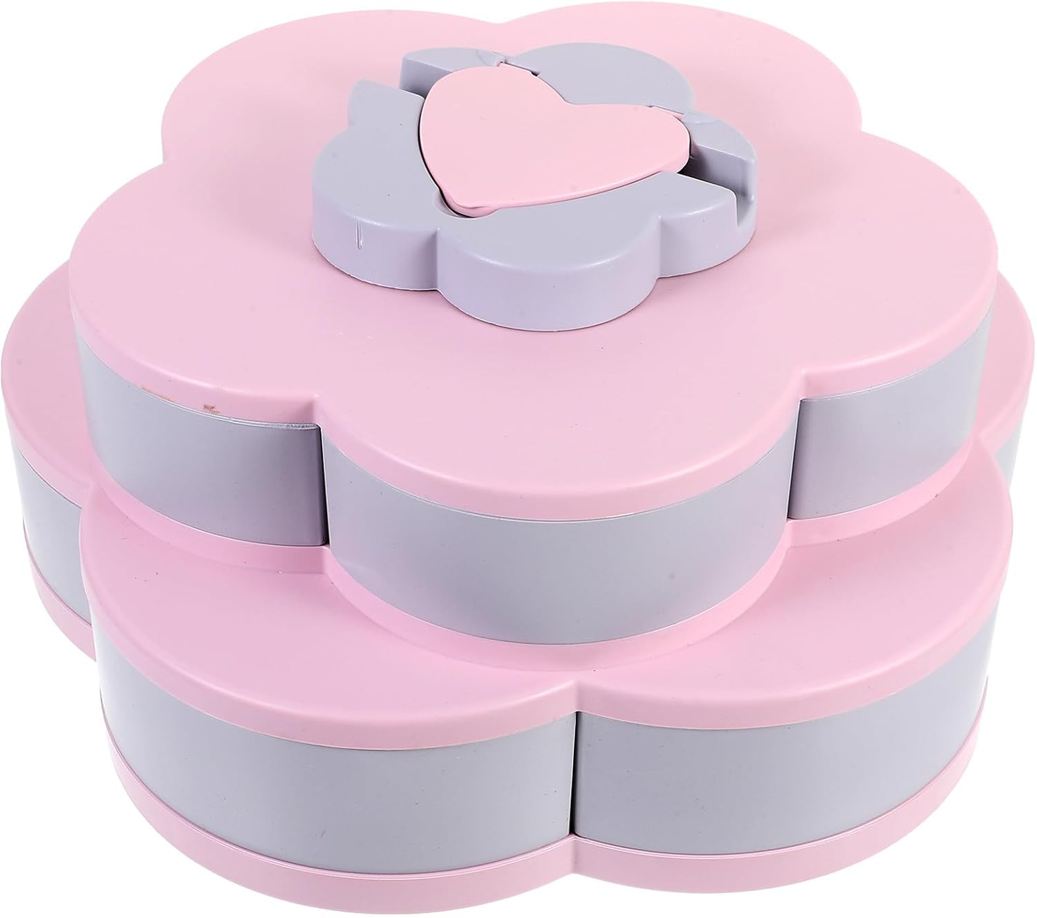 POPETPOP Double-layer Petal Candy Organizer Box with Phone Holder, Abs Rotating Snack Container for Party and Home Use, Flower-shaped Divided Candy Storage Case
