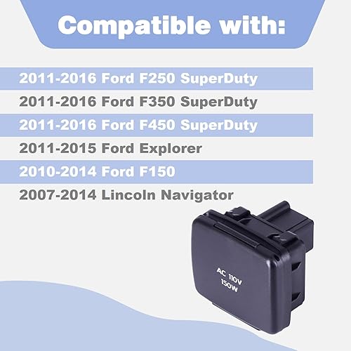 Miniatura 2 de Toma de corriente eléctrica, consola de tablero para Ford 2011-2016 F250 F350 F450 Superduty 2011-2014 F150 Expedition Lincoln Navigator Mark
