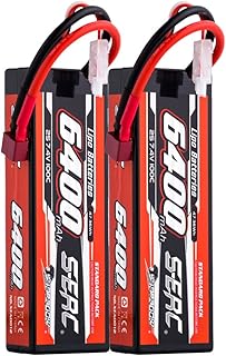 SUNPADOW 2S 7.4V Lipo Battery 6400mAh 100C Hard Case with Deans T Connector for RC Vehicles Car Plane Truck Tank Buggy Boat Racing Hobby (2 Packs)