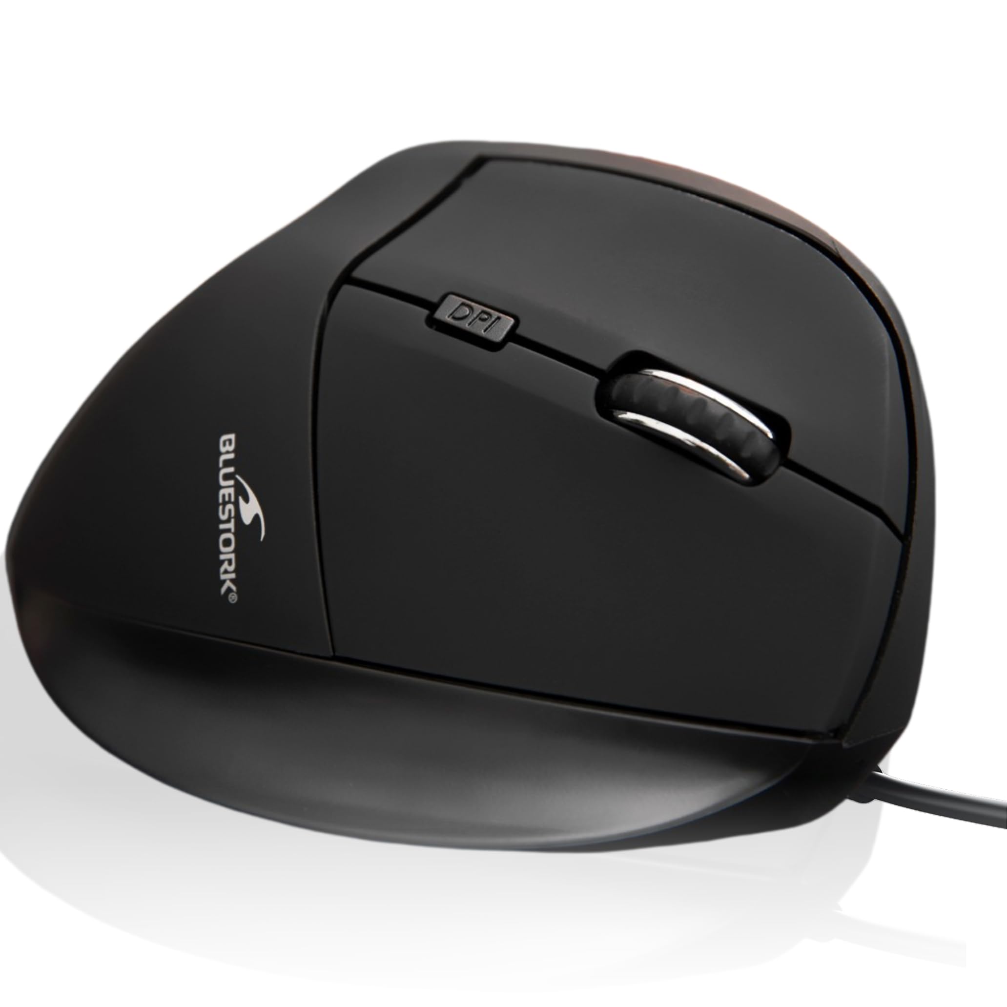 Bluestork - Souris Ergonomique Filaire, USB, 6 Boutons, Silencieuse, Réglable jusqu'à 7600 DPI - Format Vertical pour Droitiers, Prévention des Douleurs & Tendinite du Poignet - PC & Mac