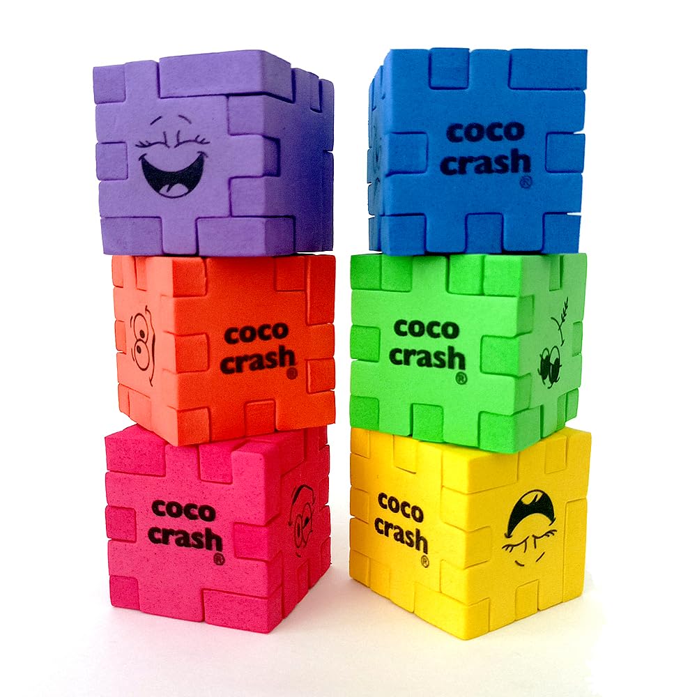 Set de 6 Puzzles 3D Cubo de Goma EVA, 6 Niveles de Dificultad, Juego de Ingenio y Desafío Mental, Coco-Crash, el Original de EVAPAL, Nueva versión 2025