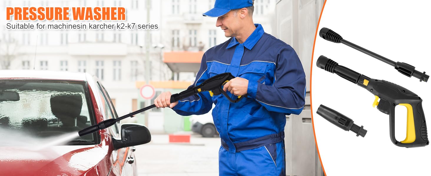 YUET Kit Pistolet et Lance pour Karcher K2 K3 K4 K5 K6 K7 2320 PSI | Nettoyeur Haute Pression avec Connecteur Rapide, Buse de Pulvérisation Réglable