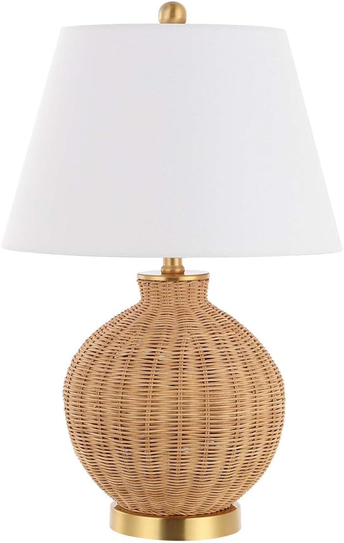 SAFAVIEH Lighting Collection Nobuo Natural/Brass 23-inch Table Lamp (LED Bulb Included)